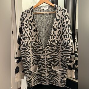 Wild Fox animal print cardigan sweater